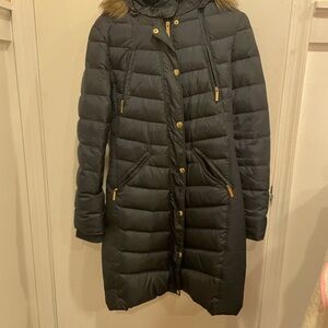 Michael Kors Black Puffer Jacket with Gold Accents